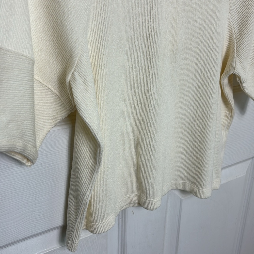 MADEWELL Button back Ottoman jacquard cream color short sleeve blouse size Small - Picture 7 of 10